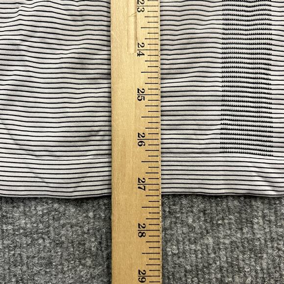 Lululemon Shirt Womens 12 Black White Stripe Swiftly Tech Short Sleeve Running - Picture 6 of 8